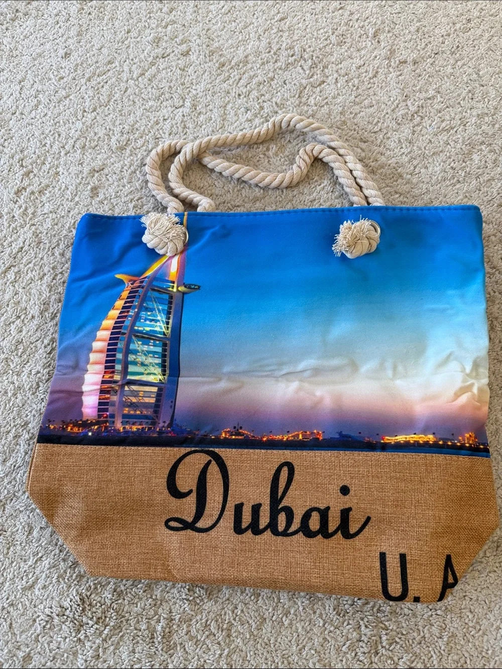 Dubai Skyline Rope-Handle Tote Bag